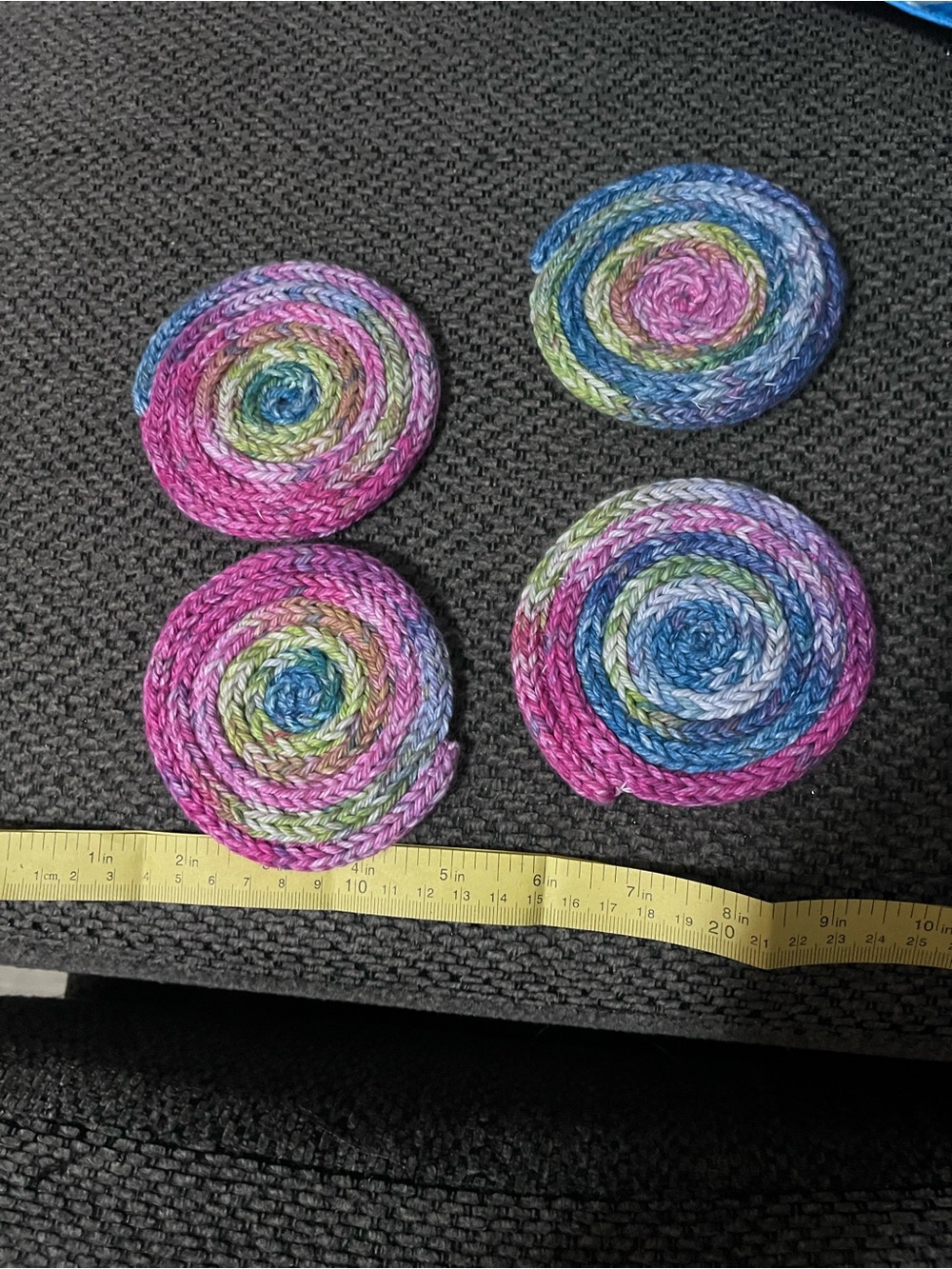 Handmade Multicolor Spiral Coasters - Set of 4